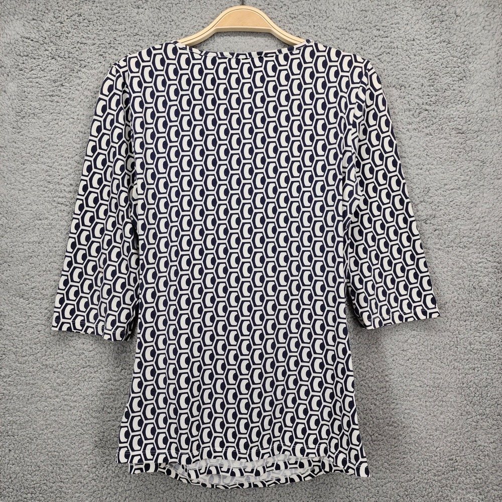 Adolfo Dominguez Womens Geometric Print V Neck 3/4 Sleeve Faux Wrap Top - Picture 8 of 14